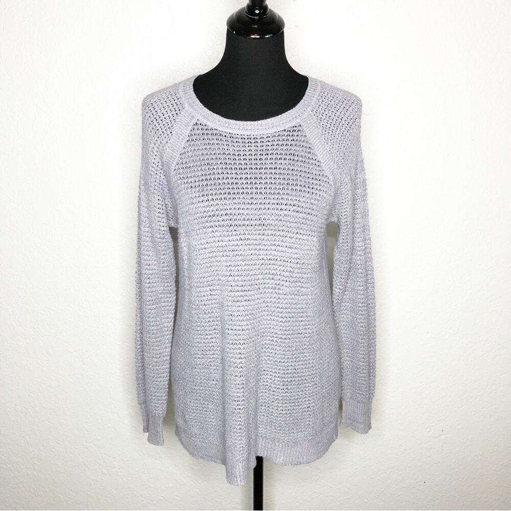 J Crew light purple gray linen blend sweater size Large